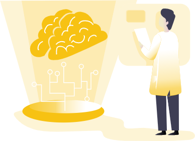 Illustration of an adviser beside an AI brain
