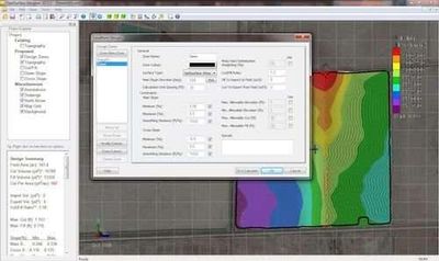 Landform design settings beside a field cut/fill map
