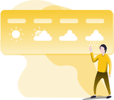Illustration of a farmer reading a weather forecast