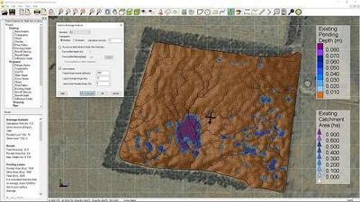 Flow analysis showing depressions on a field