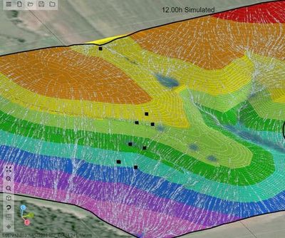 AgEarth water flow simulation over a field design