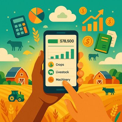 Farm accounts on a laptop